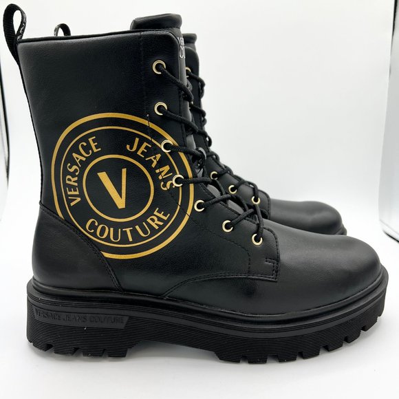 Versace Jeans Couture logo-print leather combat boots main image 4